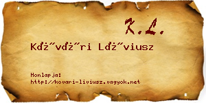 Kővári Líviusz névjegykártya