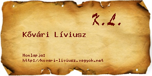 Kővári Líviusz névjegykártya