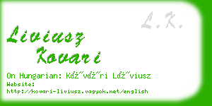 liviusz kovari business card